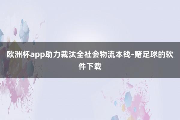 欧洲杯app助力裁汰全社会物流本钱-赌足球的软件下载