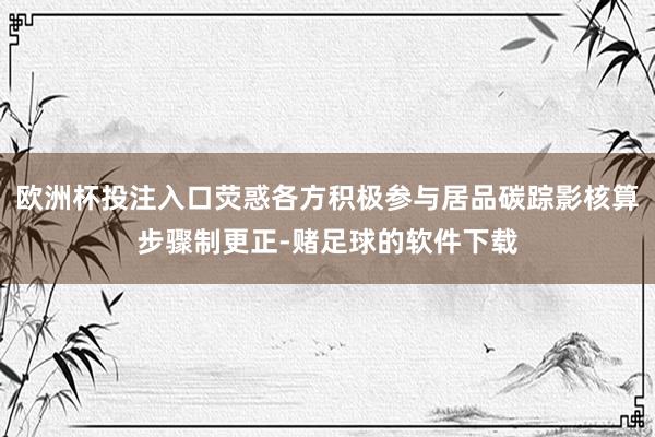 欧洲杯投注入口荧惑各方积极参与居品碳踪影核算步骤制更正-赌足球的软件下载