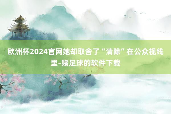 欧洲杯2024官网她却取舍了“清除”在公众视线里-赌足球的软件下载