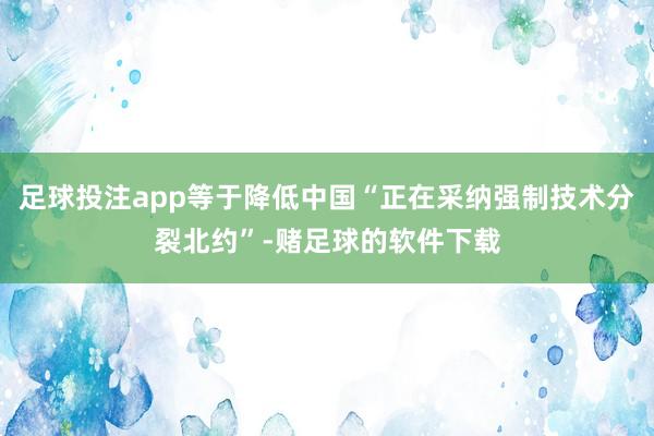 足球投注app等于降低中国“正在采纳强制技术分裂北约”-赌足球的软件下载