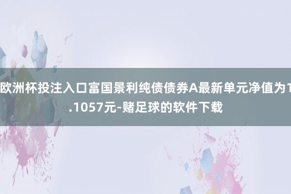 欧洲杯投注入口富国景利纯债债券A最新单元净值为1.1057元-赌足球的软件下载
