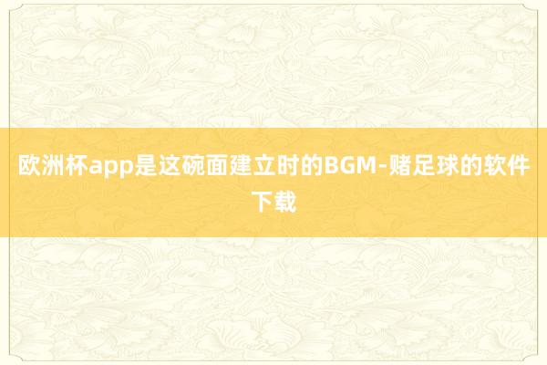 欧洲杯app是这碗面建立时的BGM-赌足球的软件下载