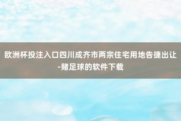 欧洲杯投注入口四川成齐市两宗住宅用地告捷出让-赌足球的软件下载