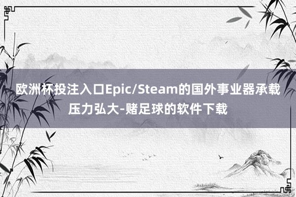 欧洲杯投注入口Epic/Steam的国外事业器承载压力弘大-赌足球的软件下载