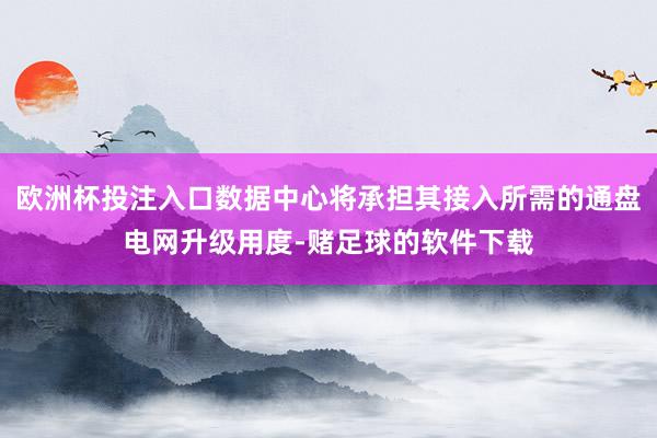 欧洲杯投注入口数据中心将承担其接入所需的通盘电网升级用度-赌足球的软件下载