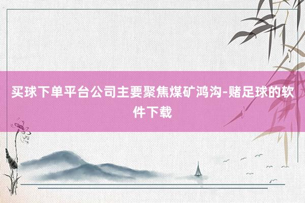 买球下单平台公司主要聚焦煤矿鸿沟-赌足球的软件下载