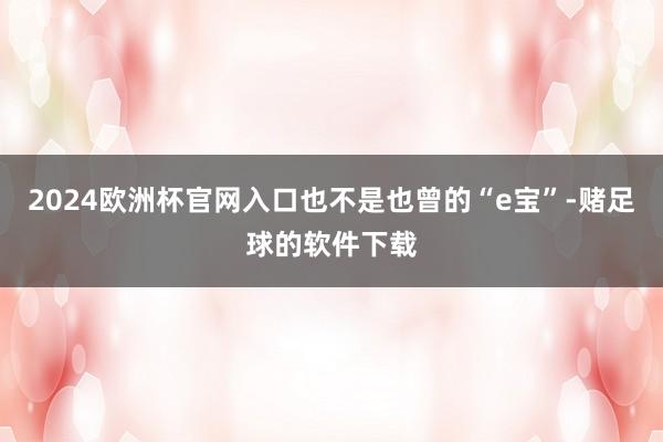 2024欧洲杯官网入口也不是也曾的“e宝”-赌足球的软件下载