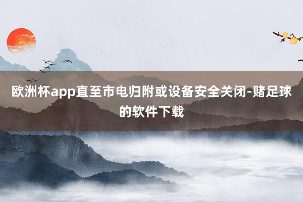 欧洲杯app直至市电归附或设备安全关闭-赌足球的软件下载