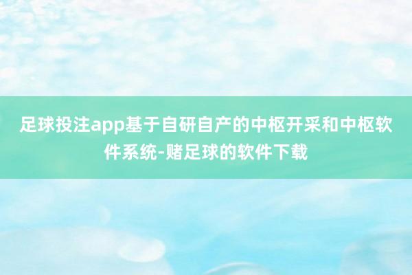 足球投注app 基于自研自产的中枢开采和中枢软件系统-赌足球的软件下载
