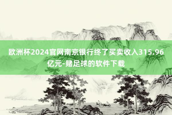 欧洲杯2024官网南京银行终了买卖收入315.96亿元-赌足球的软件下载