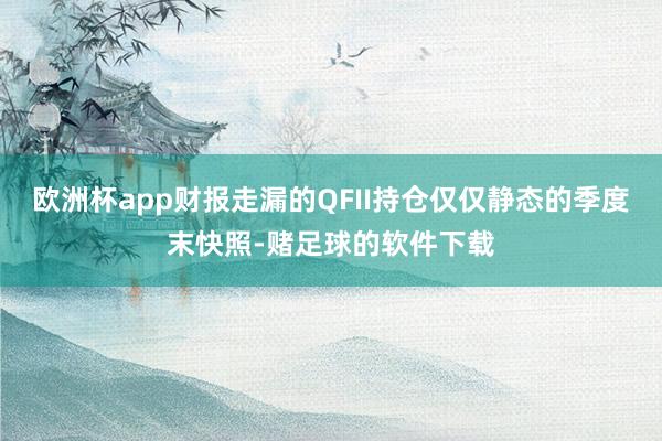 欧洲杯app财报走漏的QFII持仓仅仅静态的季度末快照-赌足球的软件下载
