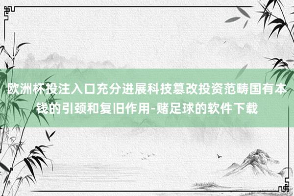 欧洲杯投注入口充分进展科技篡改投资范畴国有本钱的引颈和复旧作用-赌足球的软件下载