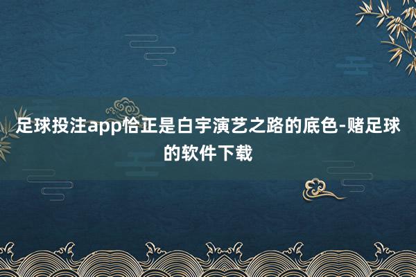 足球投注app恰正是白宇演艺之路的底色-赌足球的软件下载