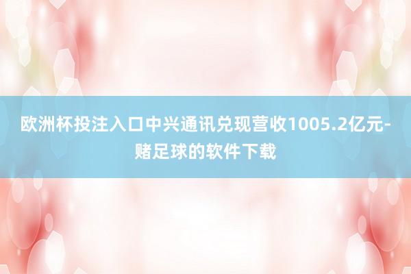 欧洲杯投注入口中兴通讯兑现营收1005.2亿元-赌足球的软件下载