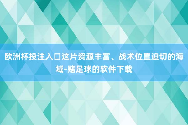欧洲杯投注入口这片资源丰富、战术位置迫切的海域-赌足球的软件下载