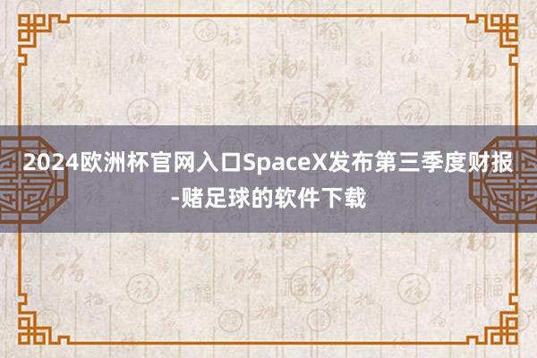 2024欧洲杯官网入口SpaceX发布第三季度财报-赌足球的软件下载